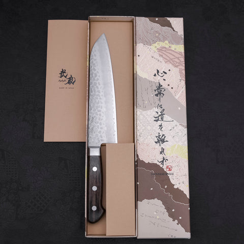 Santoku AUS-10 Tsuchime Western Brown Handle 180mm