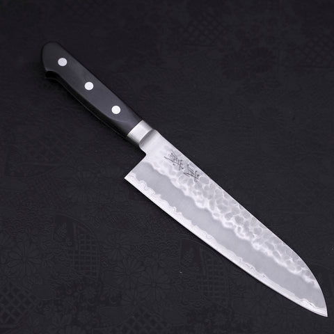 Santoku Stainless Clad Blue Super Tsuchime Western Handle Black 180mm