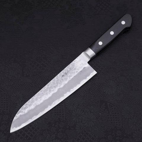 Santoku Stainless Clad Blue Super Tsuchime Western Handle Black 180mm