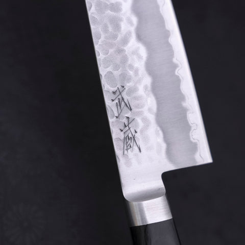 Santoku Stainless Clad Blue Super Tsuchime Western Handle Black 180mm