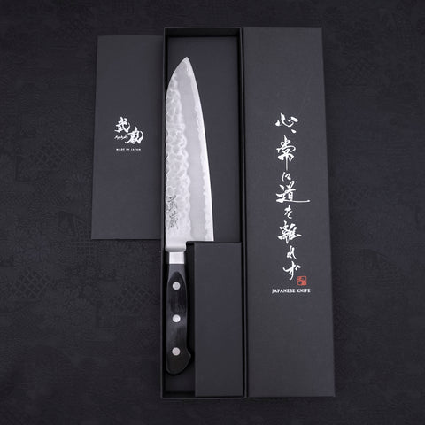 Santoku Stainless Clad Blue Super Tsuchime Western Handle Black 180mm