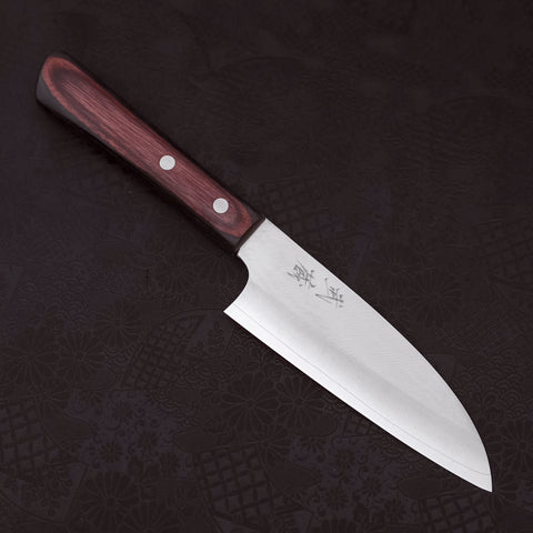 Santoku VG-10 Polished Western Black Red Handle 150mm