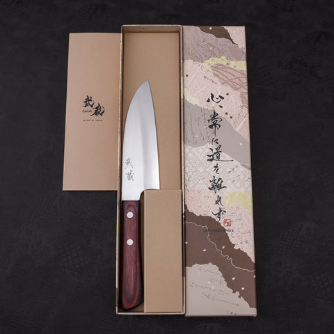 Santoku VG-10 Polished Western Black Red Handle 150mm