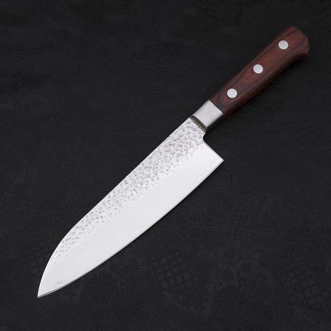 Santoku VG-10 Mirror Tsuchime Damascus Mahogany Handle 180mm