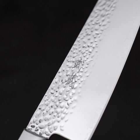 Santoku VG-10 Mirror Tsuchime Damascus Mahogany Handle 180mm