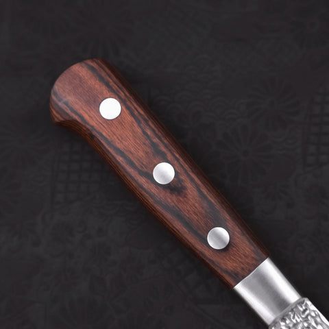 Santoku VG-10 Mirror Tsuchime Damascus Mahogany Handle 180mm