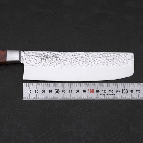 Nakiri VG-10 Mirror Tsuchime Damascus Mahogany Handle 165mm