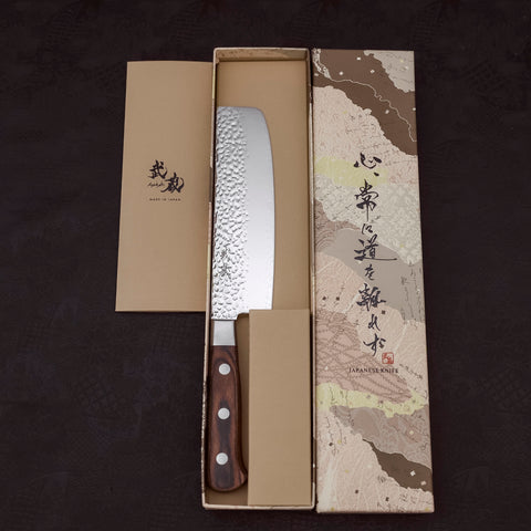 Nakiri VG-10 Mirror Tsuchime Damascus Mahogany Handle 165mm