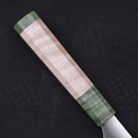 Cuchillo Bunka de Acero AUS-10 pulido con mango de Maple verde, 180 milímetros