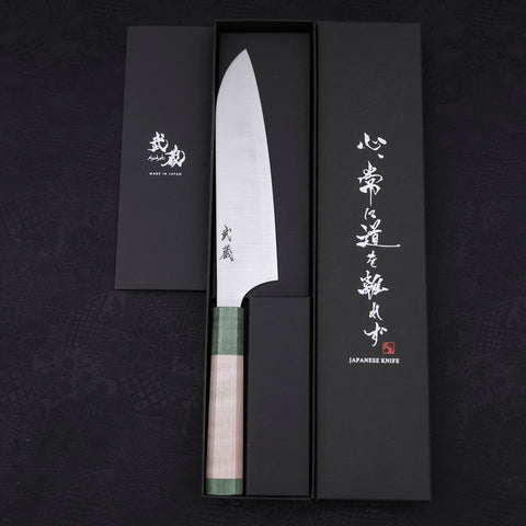 Santoku AUS-10 Polished Maple Green Handle 180mm