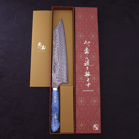 Kiritsuke SG-2 Damascus Turquoise Blue Handle 240mm