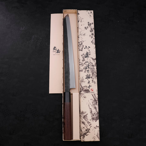 切付柳刃 青紙2號鋼 黑打 雞翅水牛柄 300mm