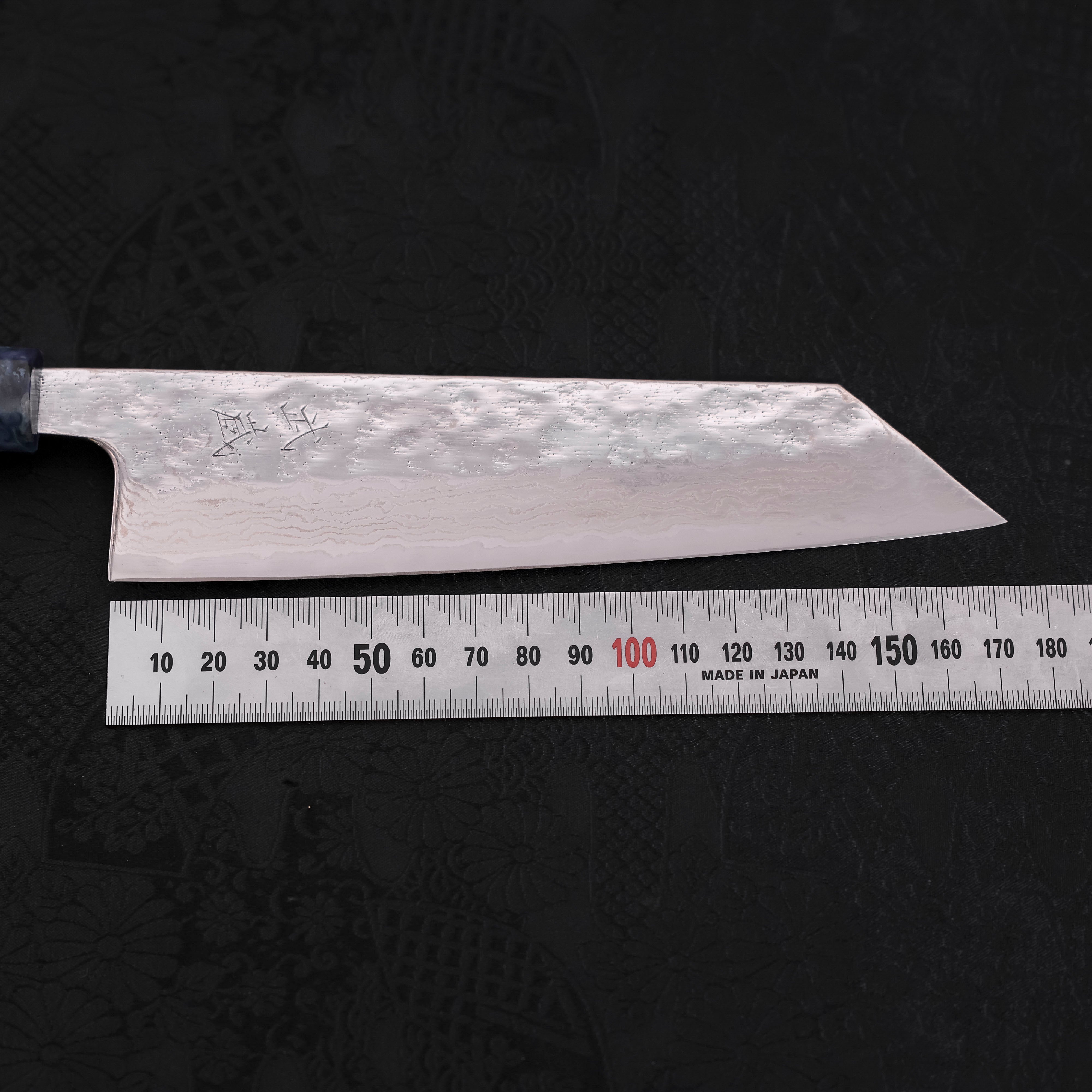 Bunka AUS-10 Nashiji Damascus Ocean Blue Handle 170mm