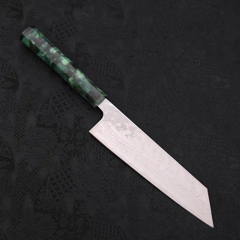 Bunka AUS-10 Nashiji Damascus Ocean Green Handle 170mm