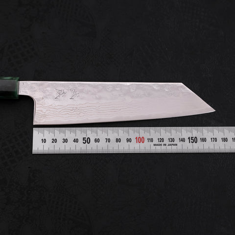 Cuchillo Bunka de Acero AUS-10 Tsuchime Damasco con mango verde océano, 170 milímetros