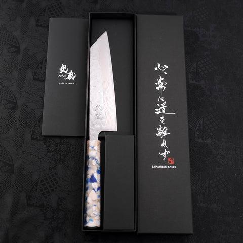 Bunka AUS-10 Nashiji Damascus Mirror White Mix Handle 170mm