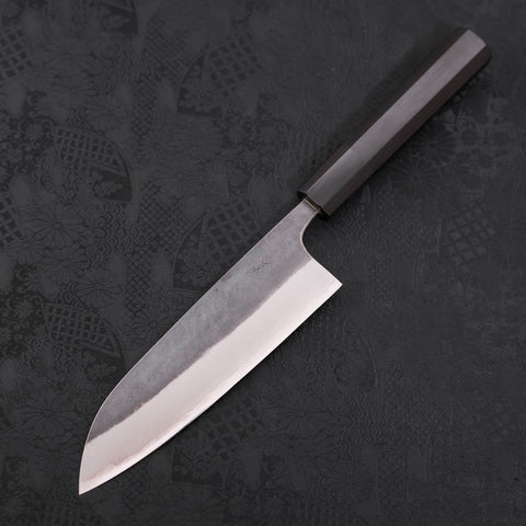 Santoku Blue steel #2 Stainless Clad Kurouchi Buffalo Ebony Handle 165mm