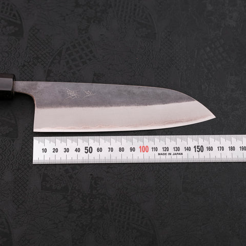 Santoku Blue steel #2 Stainless Clad Kurouchi Buffalo Ebony Handle 165mm