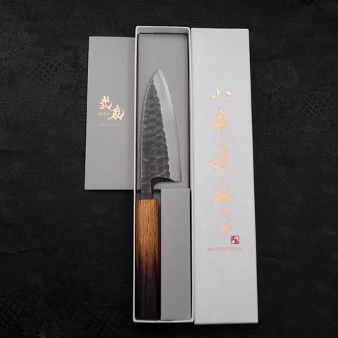 Deba White steel #2 Kurouchi Tsuchime Yaki Urushi Handle 120mm