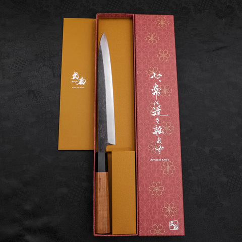 Yanagiba White steel #2 Kurouchi Buffalo Teak Handle 225mm