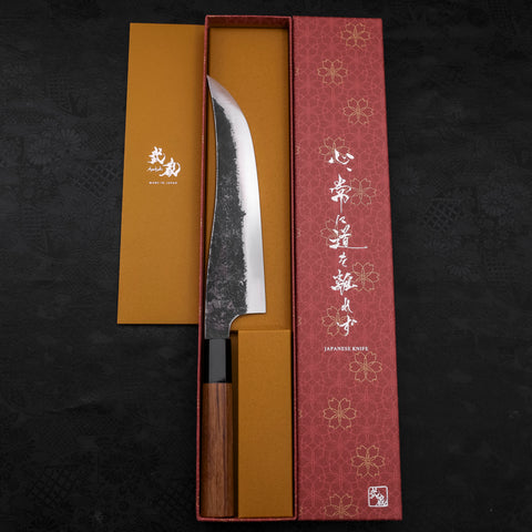 Gyuto White Steel #2 Stainless Clad Kurouchi Buffalo Teak Handle 210mm