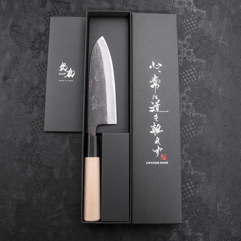 Santoku White steel #2 Kurouchi Buffalo Magnolia Handle 150mm