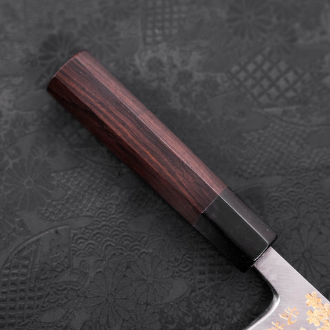 Deba White steel #2 Kasumi Chokin Gold Sakura-Fuji Buffalo Ebony Handle 165mm