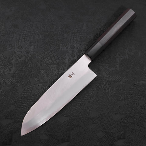 Santoku Silver Steel #3 Kasumi Chokin Samurai Full Moon Buffalo Ebony Handle 170mm