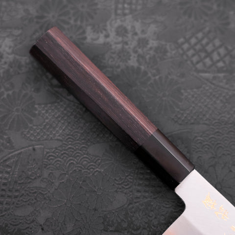 Santoku Silver Steel #3 Kasumi Chokin Samurai Full Moon Buffalo Ebony Handle 170mm