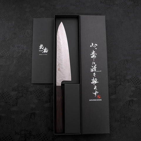 Gyuto AUS-10 Nashiji Damascus Ebony Handle 180mm