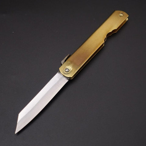 Higonokami Aogami 100mm Brass-[Musashi]-[Japanese-Kitchen-Knives]