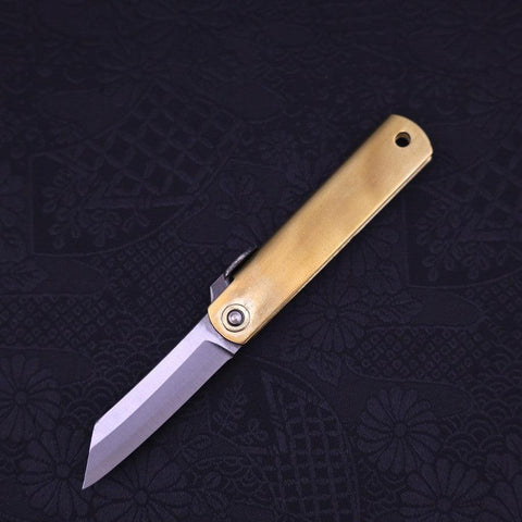 Higonokami Aogami 55mm Brass-[Musashi]-[Japanese-Kitchen-Knives]