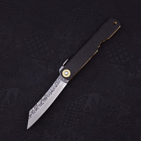 Higonokami VG-10 Tsuchime Black Leathers 100mm-[Musashi]-[Japanese-Kitchen-Knives]