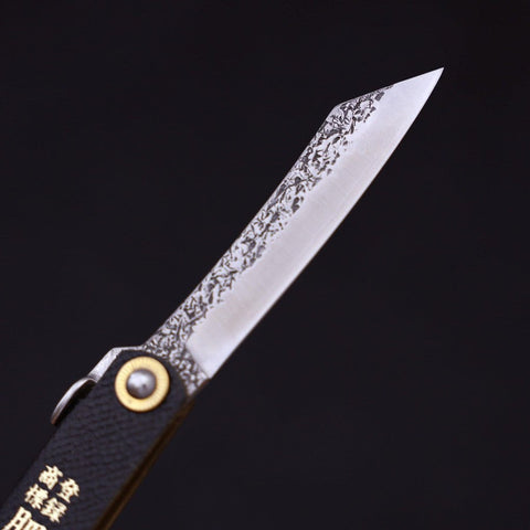 Higonokami VG-10 Tsuchime Black Leathers 100mm-[Musashi]-[Japanese-Kitchen-Knives]