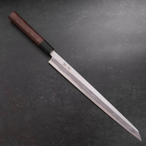 Kengata Fuguhiki Blue steel #1 Hon-Kasumi Buffalo Walnut Handle 300mm-[Musashi]-[Japanese-Kitchen-Knives]