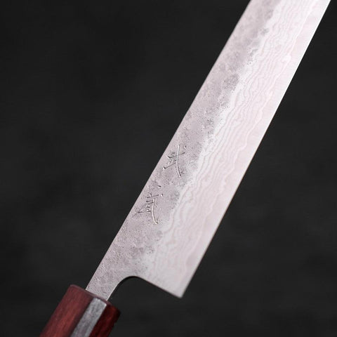 Kiritsuke AUS-10 Nashiji Damascus Purple Urushi Handle 210mm-AUS-10-Damascus-Japanese Handle-[Musashi]-[Japanese-Kitchen-Knives]