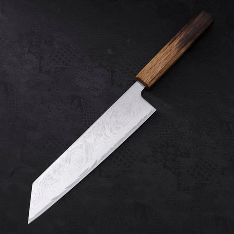 Kiritsuke AUS-10 Wave Nickel Damascus Yaki Urushi Handle 210mm-AUS-10-Damascus-Japanese Handle-[Musashi]-[Japanese-Kitchen-Knives]