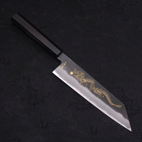 Kiritsuke Blue steel #2 Kurouchi Chokin Dragon Buffalo Ebony Handle 210mm-Blue steel #2-Kurouchi-Japanese Handle-[Musashi]-[Japanese-Kitchen-Knives]