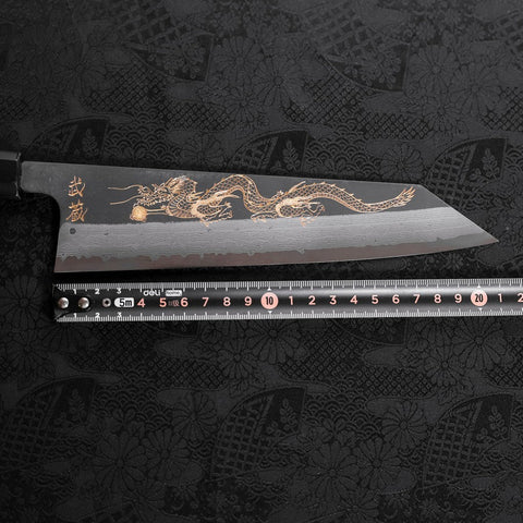 Kiritsuke Blue steel #2 Kurouchi Damascus Chokin Dragon Buffalo Ebony Handle 210mm-Blue steel #2-Kurouchi-Japanese Handle-[Musashi]-[Japanese-Kitchen-Knives]