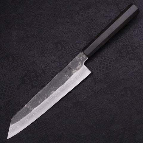 Kiritsuke Gyuto Blue steel #1 Kurouchi Suminagashi Buffalo Ebony Handle 200mm-Blue steel #1-Damascus-Japanese Handle-[Musashi]-[Japanese-Kitchen-Knives]