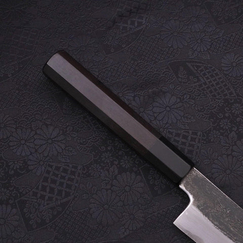 Kiritsuke Gyuto Blue steel #1 Kurouchi Suminagashi Buffalo Ebony Handle 200mm-Blue steel #1-Damascus-Japanese Handle-[Musashi]-[Japanese-Kitchen-Knives]