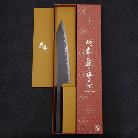 Kiritsuke Gyuto VG-10 Kurozome Damascus Buffalo Ebony Handle 210mm-Damascus-VG-10-Japanese Handle-[Musashi]-[Japanese-Kitchen-Knives]