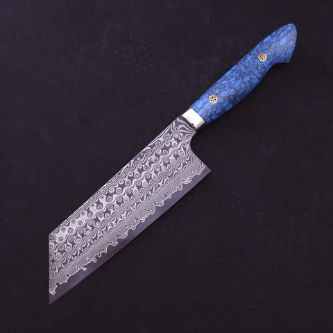 Kiritsuke Nakiri SG-2 Damascus Turquoise Blue Handle 170mm-SG-2-Tsuchime-Western Handle-[Musashi]-[Japanese-Kitchen-Knives]