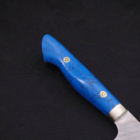 Kiritsuke Nakiri SG-2 Tsuchime Turquoise Blue Handle 170mm-SG-2-Tsuchime-Western Handle-[Musashi]-[Japanese-Kitchen-Knives]