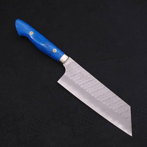 Kiritsuke Nakiri SG-2 Tsuchime Turquoise Blue Handle 170mm-SG-2-Tsuchime-Western Handle-[Musashi]-[Japanese-Kitchen-Knives]