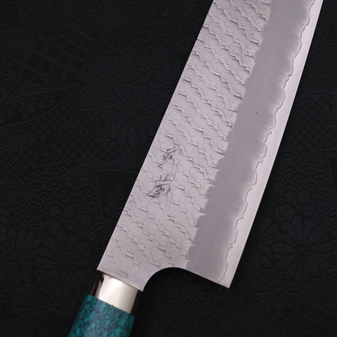 Kiritsuke Nakiri SG-2 Tsuchime Turquoise Green Handle 170mm-SG-2-Tsuchime-Western Handle-[Musashi]-[Japanese-Kitchen-Knives]