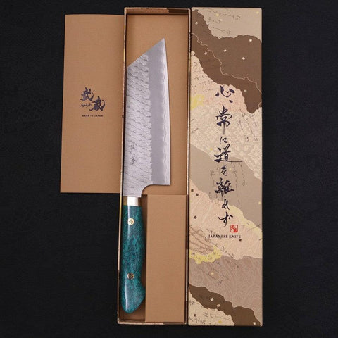 Kiritsuke Nakiri SG-2 Tsuchime Turquoise Green Handle 170mm-SG-2-Tsuchime-Western Handle-[Musashi]-[Japanese-Kitchen-Knives]