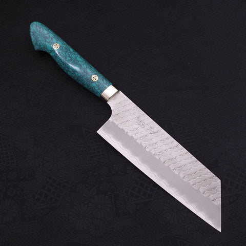 Kiritsuke Nakiri SG-2 Tsuchime Turquoise Green Handle 170mm-SG-2-Tsuchime-Western Handle-[Musashi]-[Japanese-Kitchen-Knives]