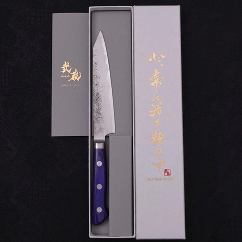 Kiritsuke Petty Blue steel #2 Nashiji Stainless Clad Western Handle 140mm-Blue steel #2-Nashiji-Western Handle-[Musashi]-[Japanese-Kitchen-Knives]