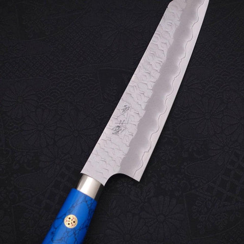 Kiritsuke Petty SG-2 Tsuchime Turquoise Blue Handle 150mm-SG-2-Tsuchime-Western Handle-[Musashi]-[Japanese-Kitchen-Knives]